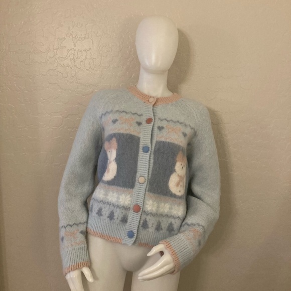 Sunset Park Sweaters - Sunset Park Button Down Snowman Cardigan Cardigan